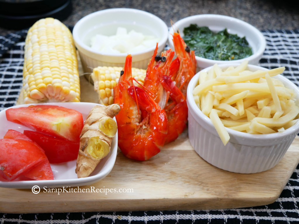 Ingredients for Labong Saluyot with Shrimp